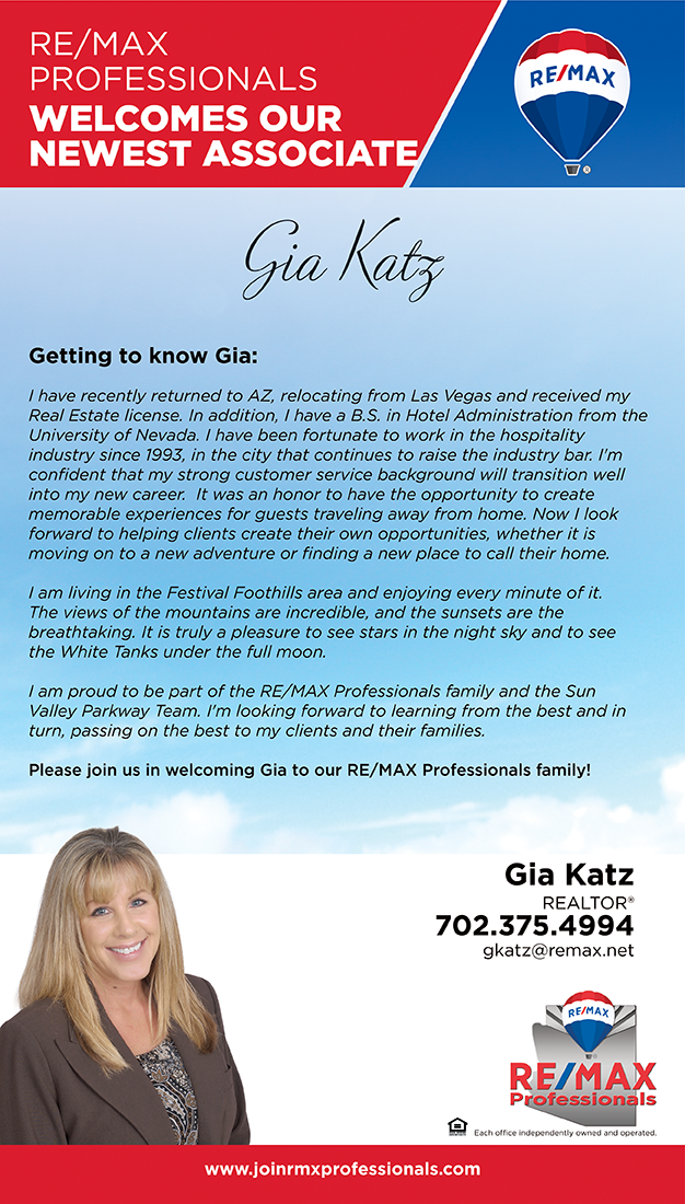 Welcome to RE/MAX Professionals Gia Katz